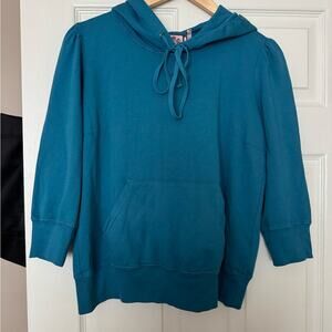 Juicy Couture Blue 3/4 Sleeve Tie Front Hoodie